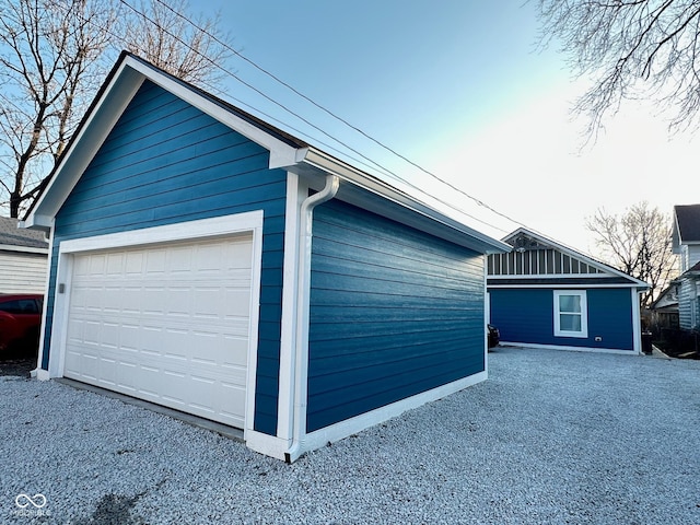 view of detached garage