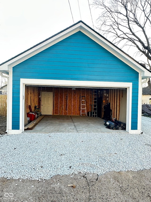 view of detached garage