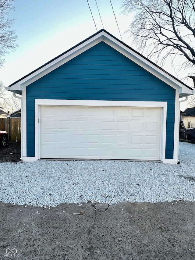 view of detached garage