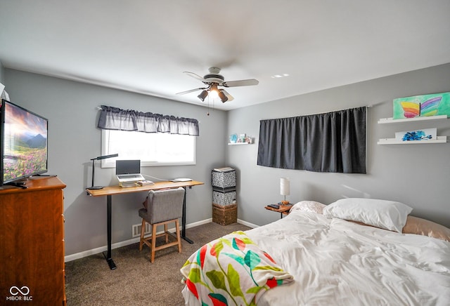 carpeted bedroom featuring baseboards