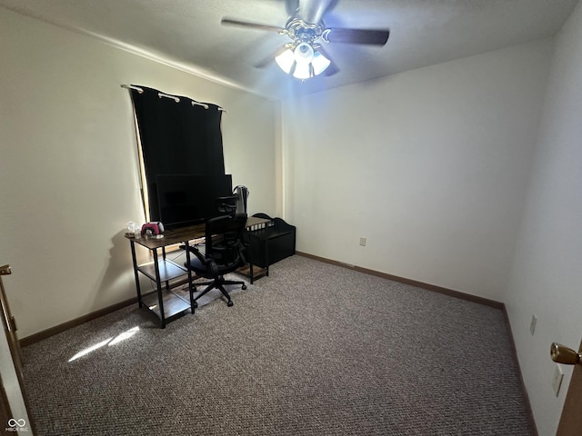 8 Gladiator Dr, Waynetown, IN 47990 - home office featuring baseboards, a ceiling fan, and carpet