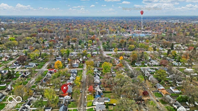 drone / aerial view with a residential view