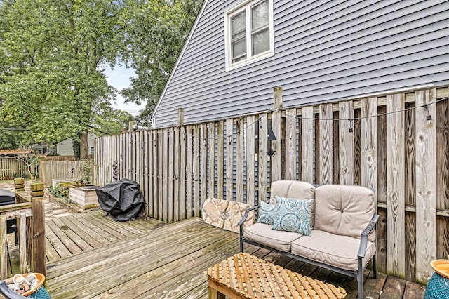 deck featuring fence