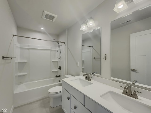 full bathroom with toilet, visible vents, and a sink