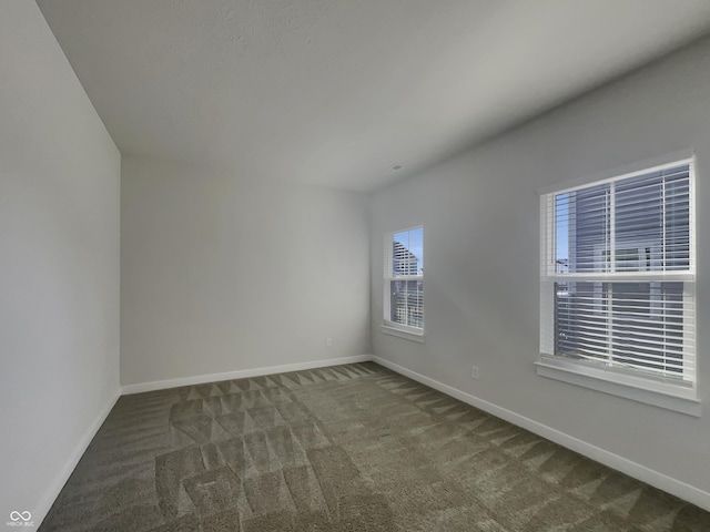 spare room featuring baseboards and carpet flooring