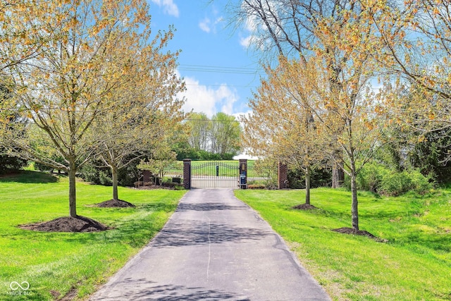 view of street featuring a gate