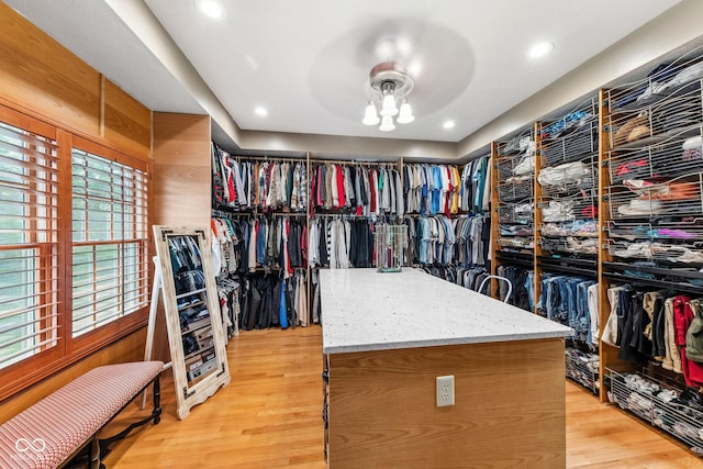 walk in closet featuring light wood finished floors