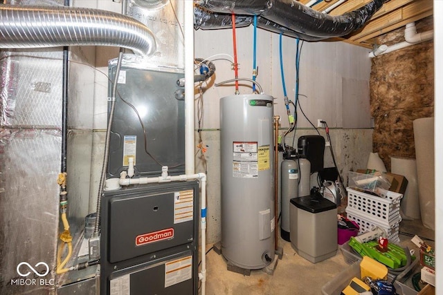 utility room featuring water heater