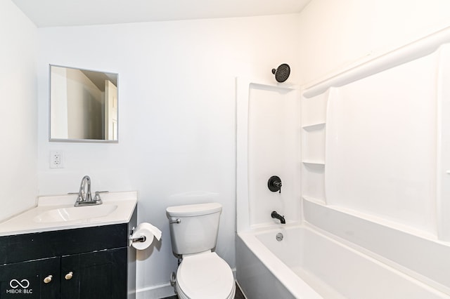 bathroom with vanity, toilet, and shower / bath combination