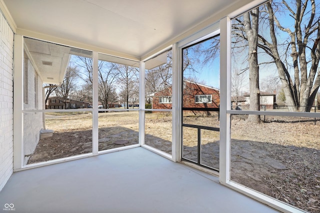 view of unfurnished sunroom