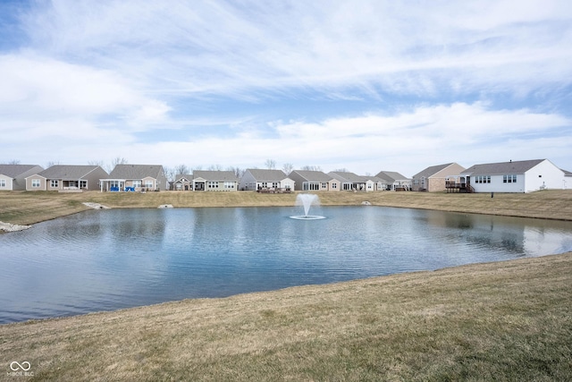 view of water feature with a residential view