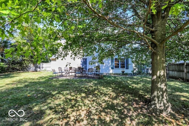 view of yard with a patio and a fenced backyard