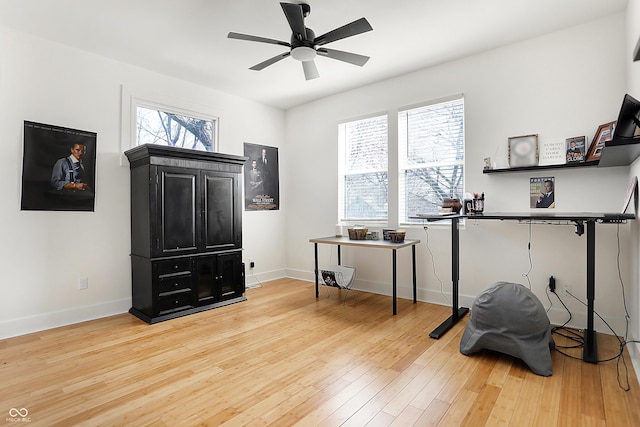 1209 N Rural St, Indianapolis, IN 46201 - misc room featuring light wood-type flooring, baseboards, and a ceiling fan