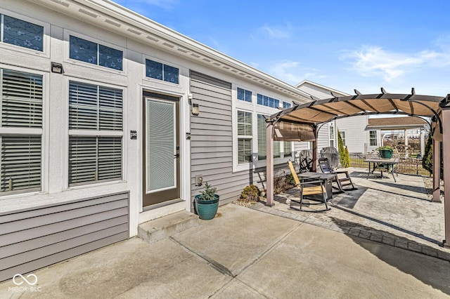 view of patio / terrace featuring a pergola