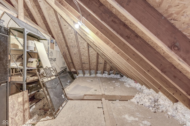 view of unfinished attic