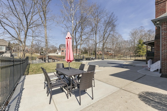 view of patio / terrace featuring a fenced backyard and outdoor dining space