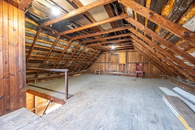 view of unfinished attic