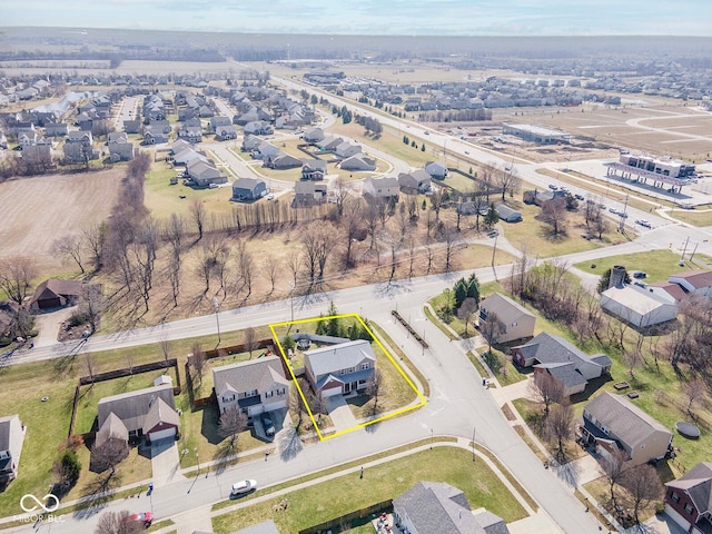 aerial view featuring a residential view