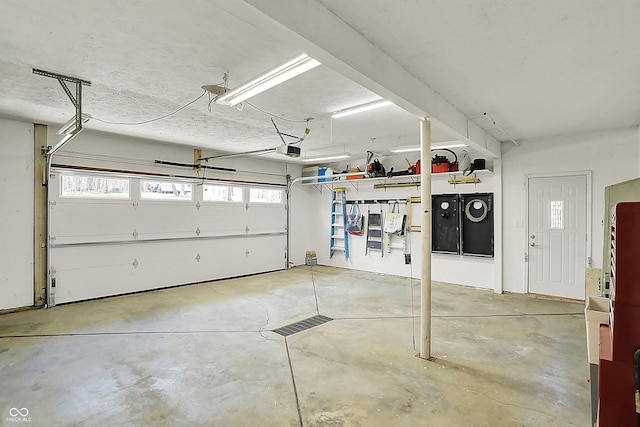 garage with a garage door opener