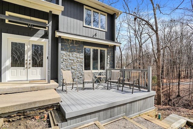 wooden deck with french doors