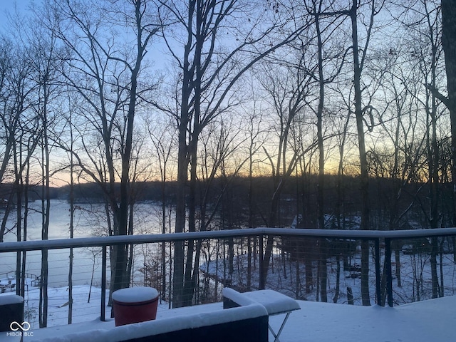 deck with a water view