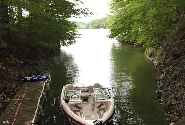 view of dock featuring a water view