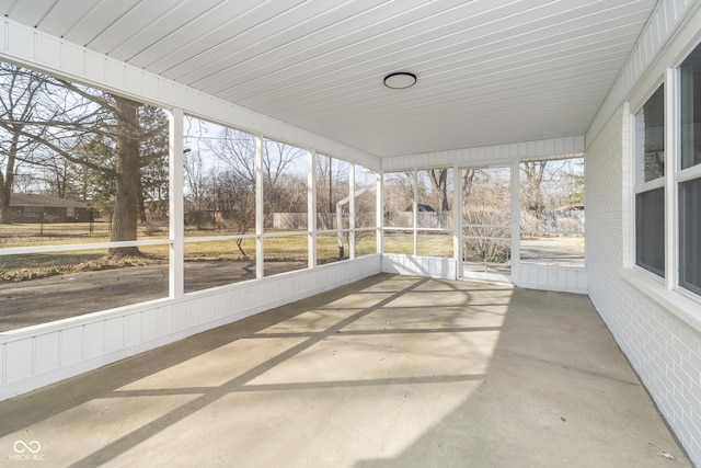 view of unfurnished sunroom