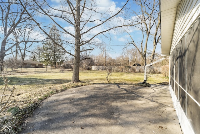 view of yard with a patio area and fence