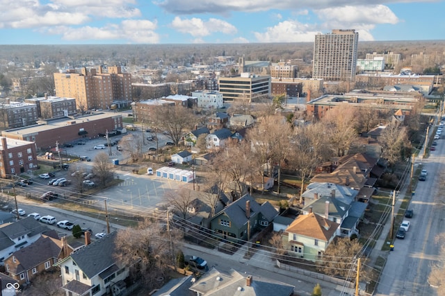 drone / aerial view with a view of city