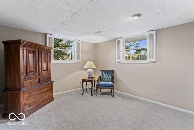 2447 N E Raintree Dr, New Castle, IN 47362 - sitting room featuring light carpet and a drop ceiling