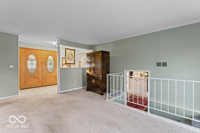 2447 N E Raintree Dr, New Castle, IN 47362 - unfurnished room featuring ornamental molding and carpet