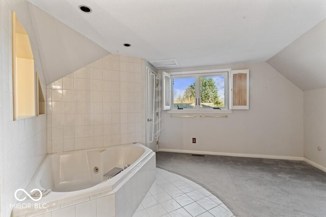 2447 N E Raintree Dr, New Castle, IN 47362 - full bath with a tub with jets and lofted ceiling