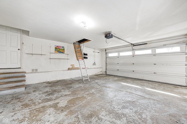 garage with a garage door opener