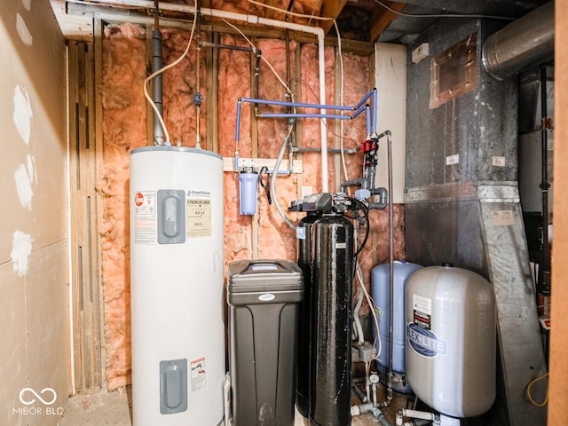 utility room with electric water heater