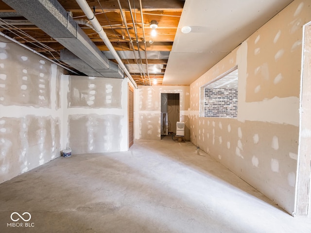 view of unfinished basement