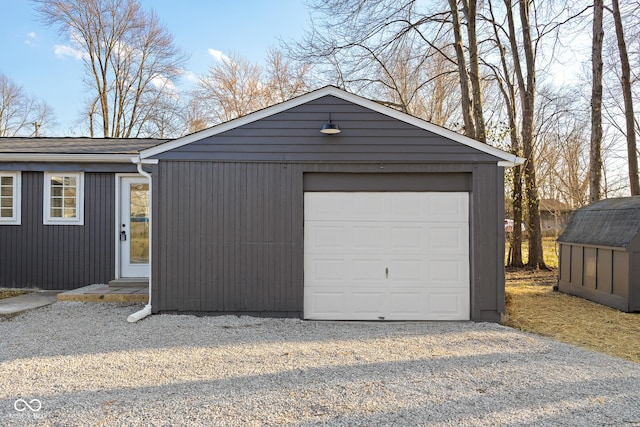 detached garage with driveway