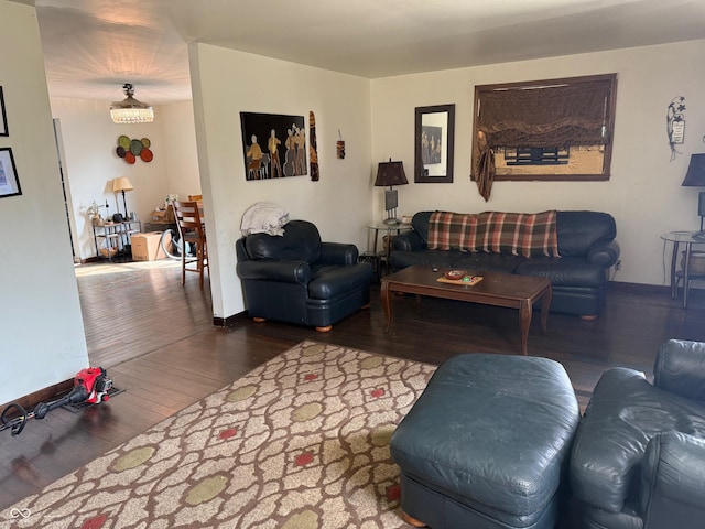 living room with wood finished floors