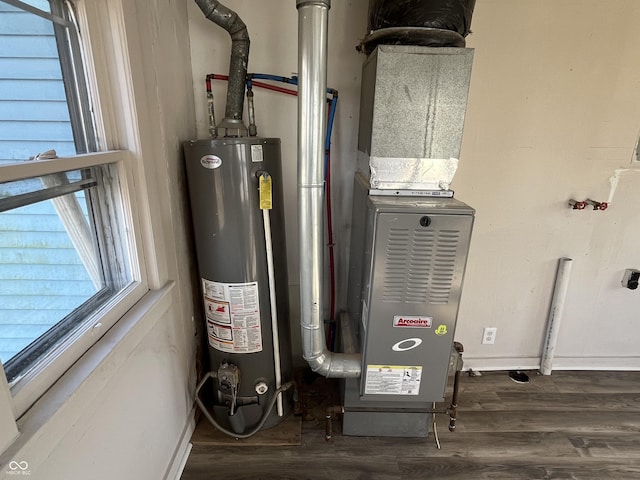 utility room featuring water heater