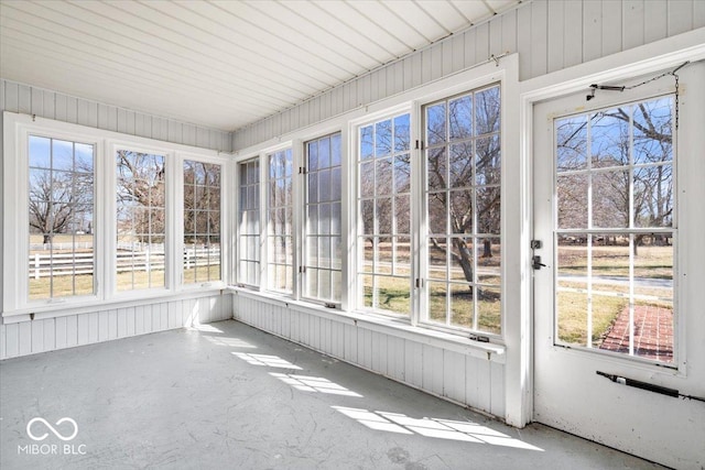 view of unfurnished sunroom