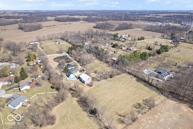 aerial view with a rural view