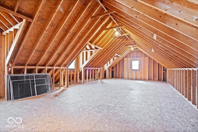 view of unfinished attic