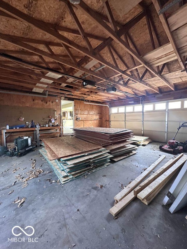 garage with a garage door opener