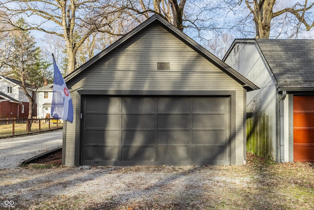 view of detached garage