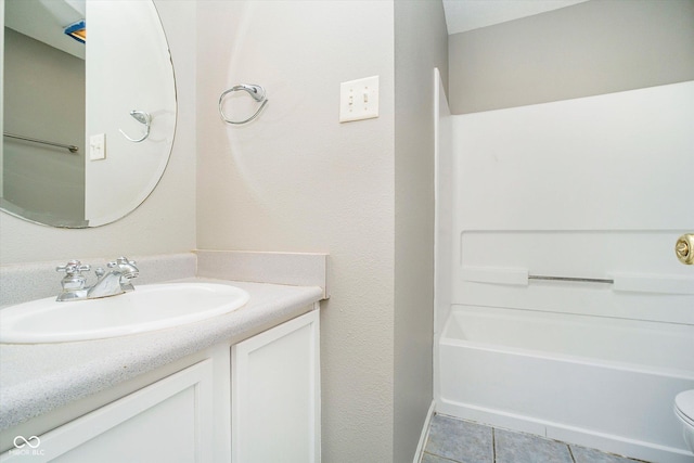 full bath featuring tile patterned flooring, toilet, and vanity