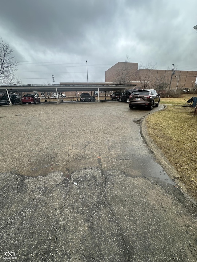 view of covered parking lot