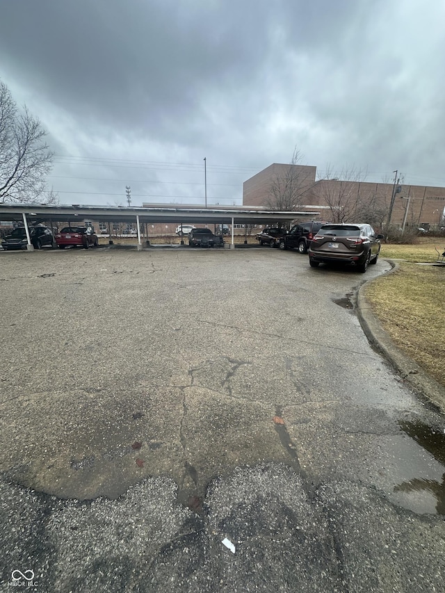 view of covered parking lot