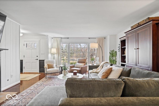 living area with wood finished floors