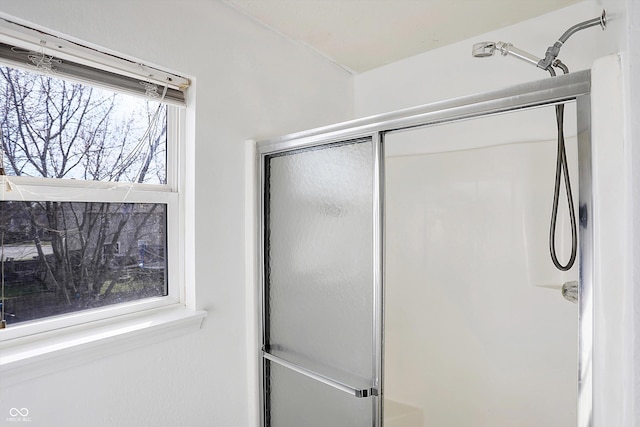 bathroom featuring a stall shower