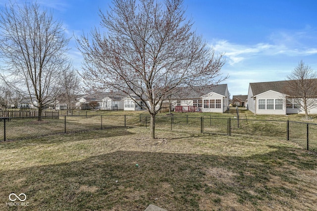 view of yard featuring a fenced backyard