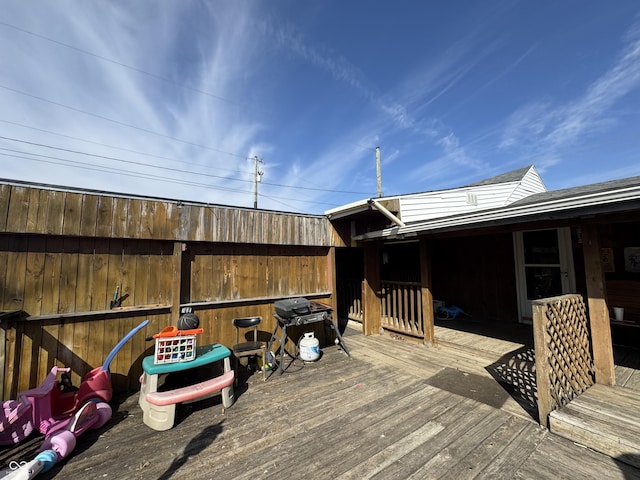 deck with a grill